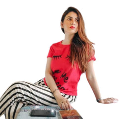 Women T Shirt Pajama Set Women Pajama Set Nightwear Easy Sleepwear & Loungewear