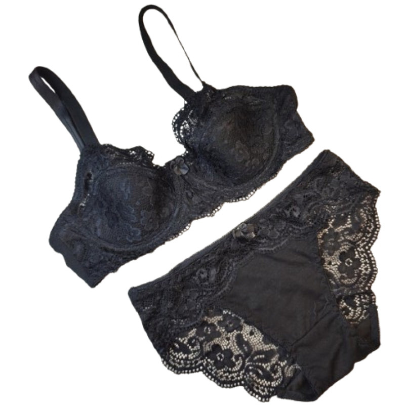 Black Lace Bra And Panty Set | Lingerie Set For Womens