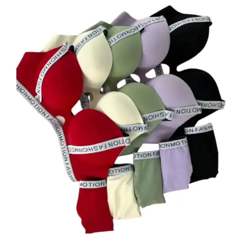 Branded Strap Lingerie Set | Olive Green Padded Bra & Panty | Stylish Daily Underwear