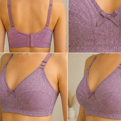 Poppy Women's Non-Padded Wireless Cotton Bra – Full Coverage Everyday Support Comfort Lingerie (Lilac)