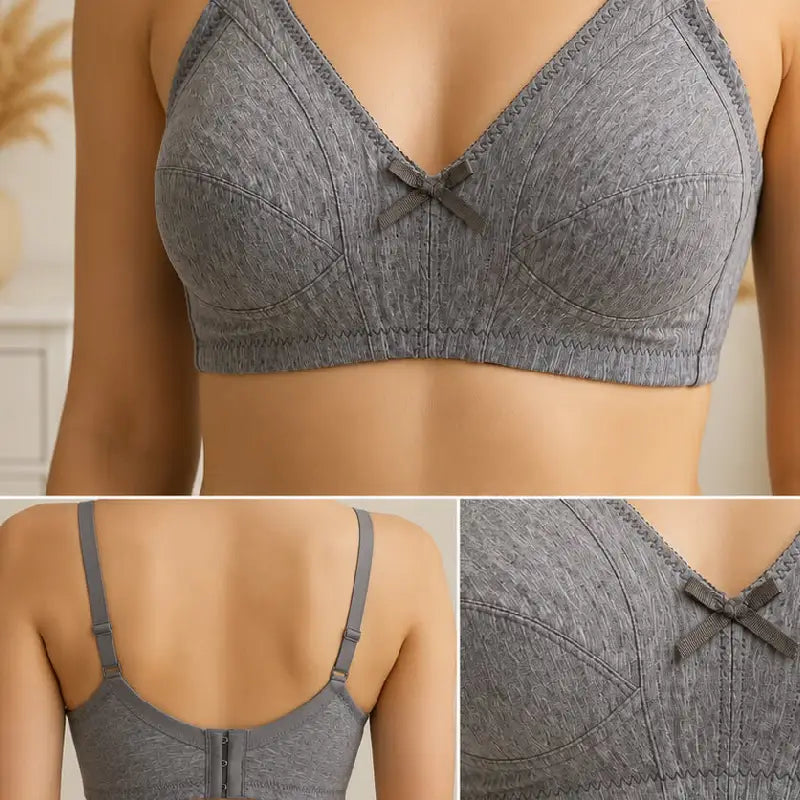 Poppy Women's Non-Padded Wireless Cotton Bra – Full Coverage Everyday Support Comfort Lingerie (Lilac)