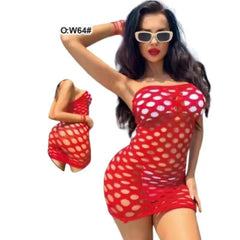 Hot sexy Red dress with large mesh _Honeycomb_ (bodysuit, catsuit)