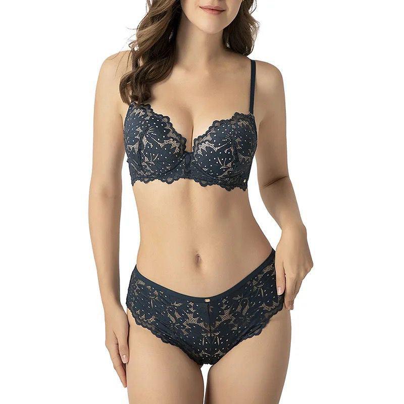 Ladies Ultra Thin Lace Deep-V Bras Sets Sexy Lingerie Womens Underwear Bra Set