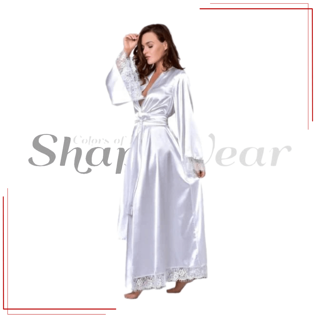 Latest Design Bridal Long Night Gown With Belt For Women