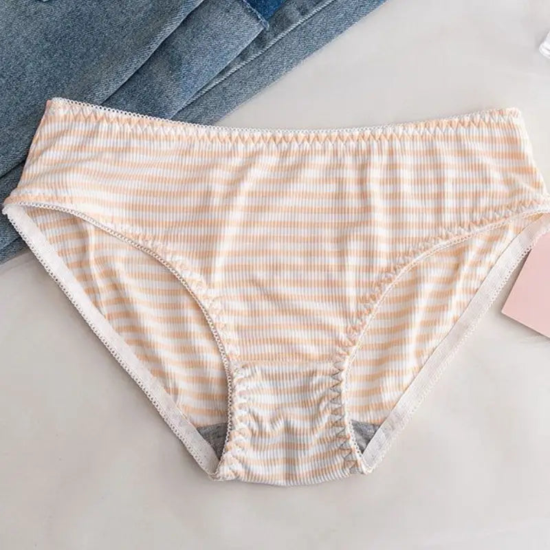 Padded Bra and Panty Set | Soft Cotton Striped Lingerie for Everyday Comfort