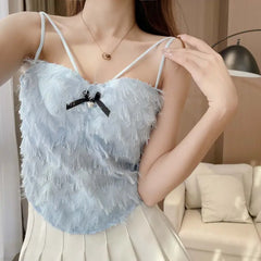 Crop Top for Women | Back Bow Heart Sweet Tank Top | Slim Fit Stylish Versatile Top