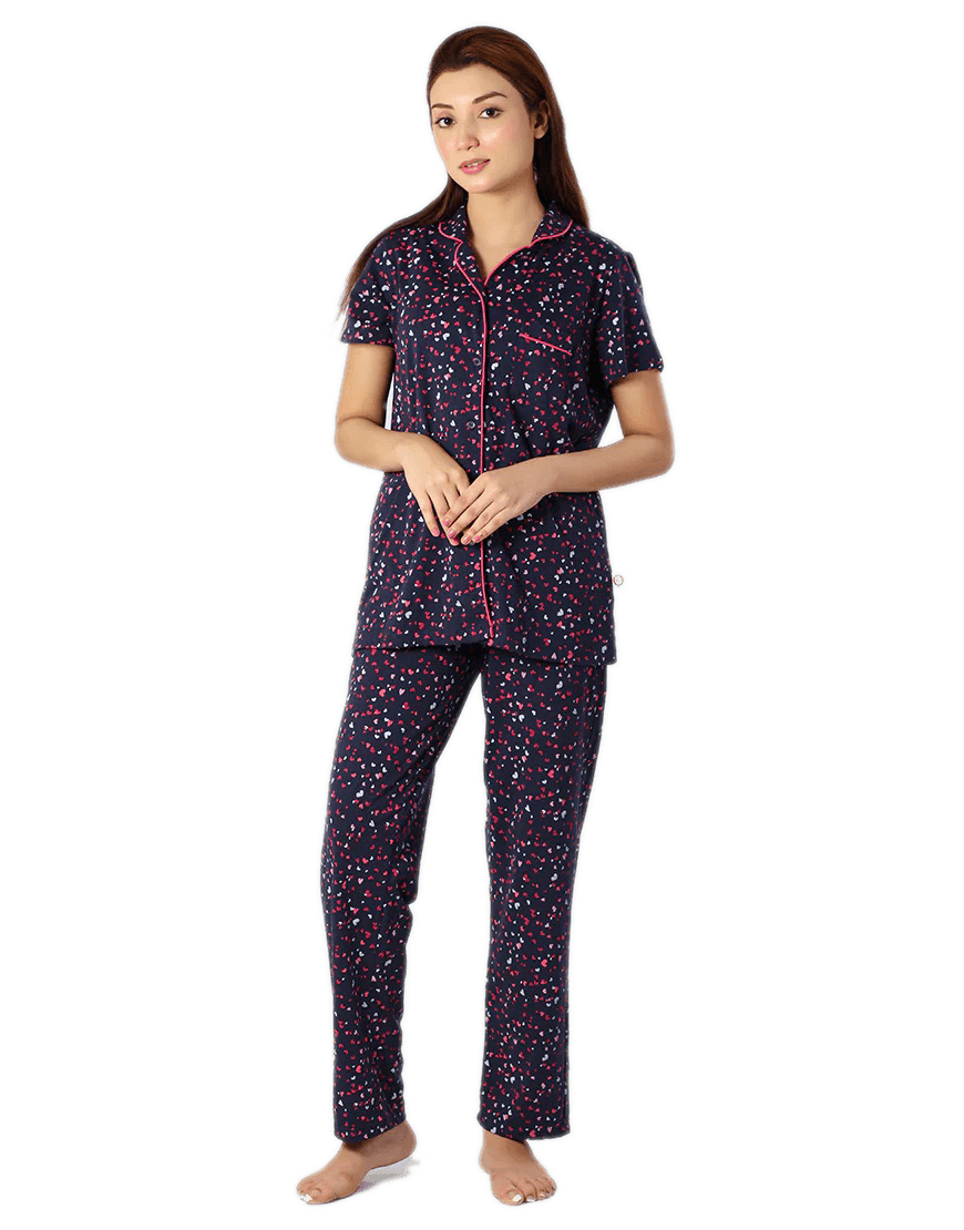 Women's Sleepwear Cotton Button-Down Night Suit