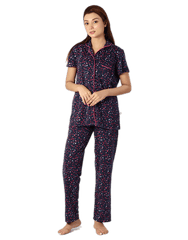 Women's Sleepwear Cotton Button-Down Night Suit