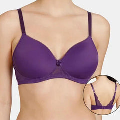 SHAPEWEAR LIGHTLY PADDED NON WIRED T SHIRT BRA-PLUM