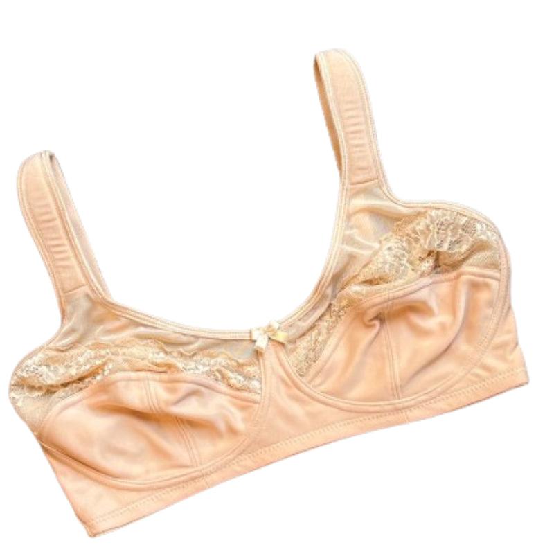 SHAPEWEAR PLUS QUATTRO SUPPORT FULL-COVERAGE WIREFREE BRA WITH SIDE SHAPING PANELS AND CUSHIONED STRAPS-TOASTED ALMOND