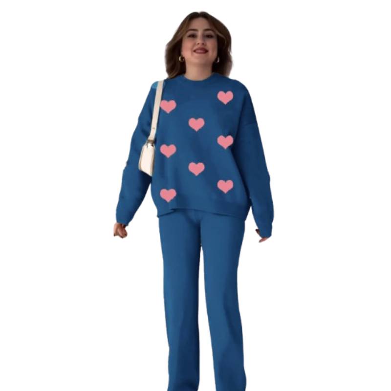 Women Lightweight Fleece sweet shirt with Pajama Set-2pc