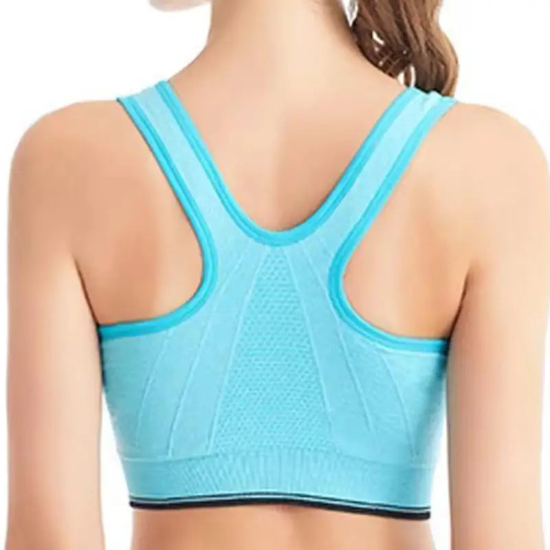 Women's Full Cup Sports Bra with Front Zipper & Non-Adjustable Straps