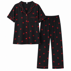Women’s Printed Cotton Pajama Set – Soft Button Down Night Suit for Women