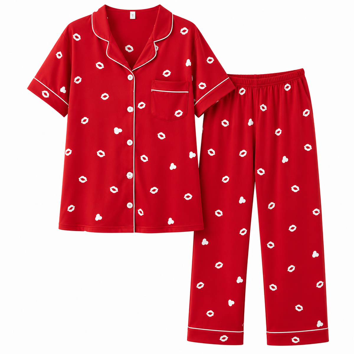 Women’s Printed Cotton Pajama Set – Soft Button Down Night Suit for Women