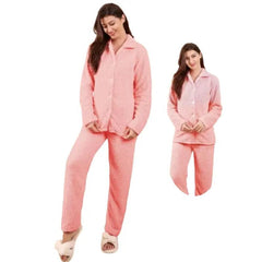 Coral Fleece Warm Pyjamas Women Long Sleeve Trousers Suit Thicken Flannel Winter Pajamas Set