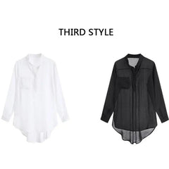 Hot Sexy transparent front open shirt for ladies-2pc