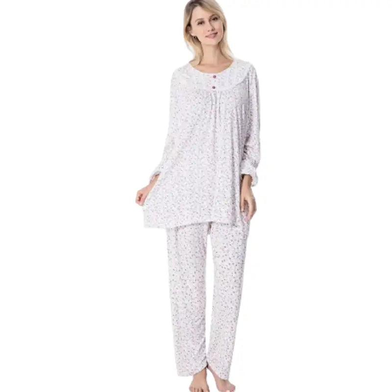 Ladies Classic Jersey Cotton Ditsy Floral Print Pyjama Set