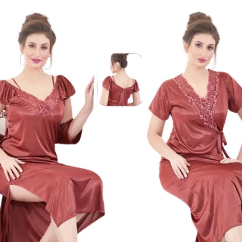 Latest Silk 2pc Bridal long honeymoon nighty | Honeymoon Nightgown 2pc