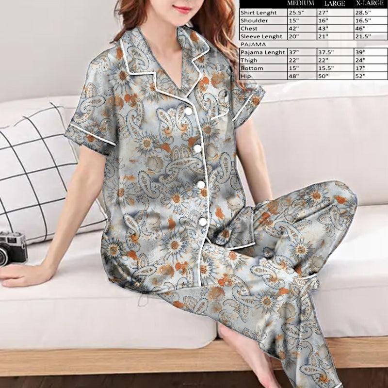 Latest Women's Printed Essentials Night Suit |Branded Shirt Pajama set