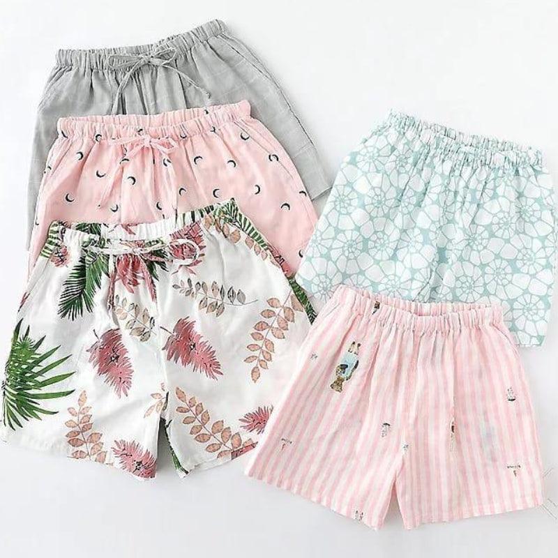 Pack of 5 Soft Printed Multicolored Shorts for Women's