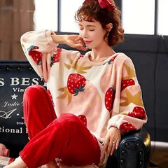 Printed Sleepwear Casual Home Wear Set Girl Knitted Size