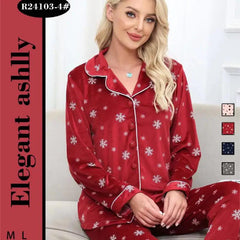 Printed Winter Warm Flannel Pajama Set Women 2 Pieces Coral Long Sleeve