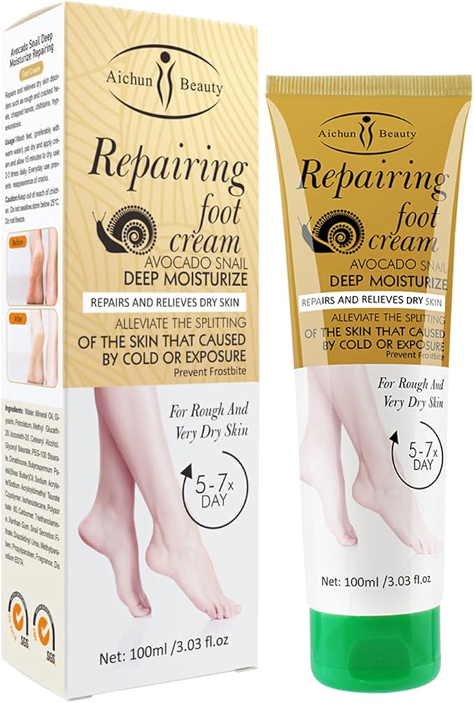 Repairing Foot Cream Avocado Snail Deep Moisturizing Prevent Frostbite Relieves Dry Rough Skin 100ml
