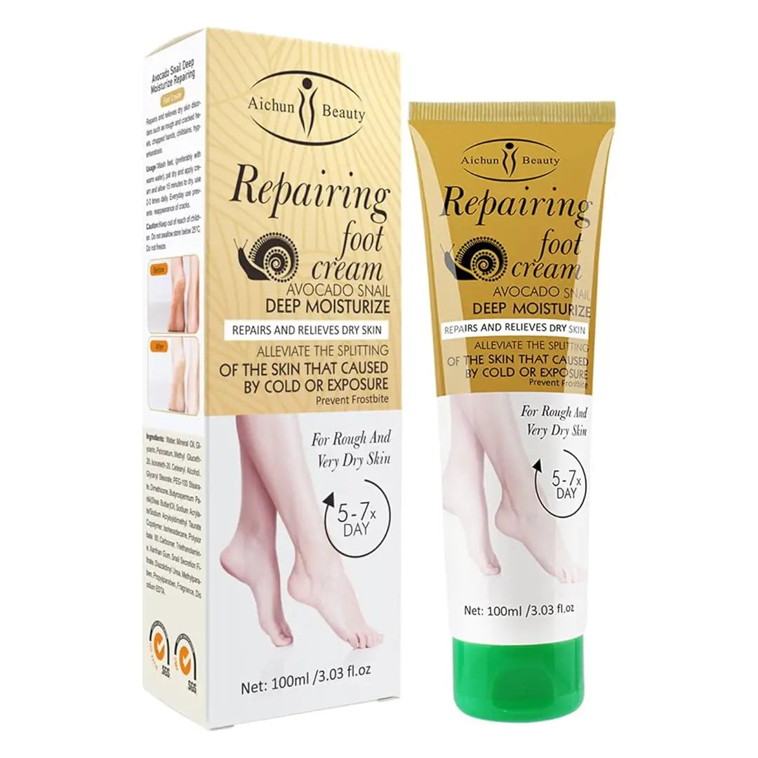 Repairing Foot Cream Avocado Snail Deep Moisturizing Prevent Frostbite Relieves Dry Rough Skin 100ml