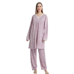 Stylish Women's Classic Jersey Cotton Ditsy Floral Print Pyjama Set