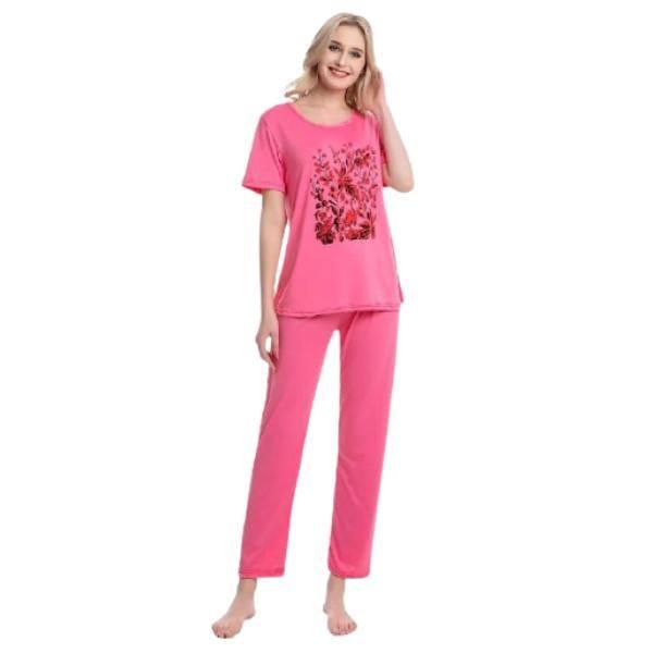 2pc Printed T-shirts With Printed Trouser Night Suit for Woman