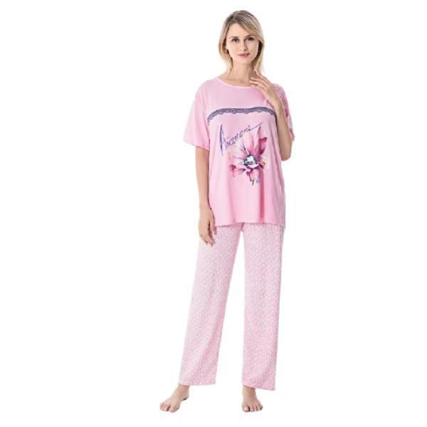 2pc T-shirts With Printed Trouser Night Dress for Woman
