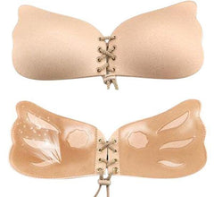 Bafully Invisible Adhesive Strapless Bra Sticky Push Up Silicone Bra with Drawstring for Women