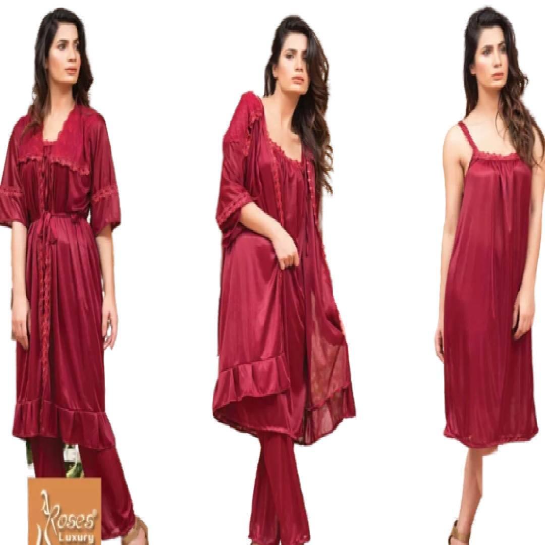 Fancy 6PC Original Indian Silk Bridal Nighty Set For Women –