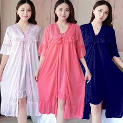 Best for All seasons 3 Pc Gown Nightwear set with Gown, Inner Nighty and Pajama