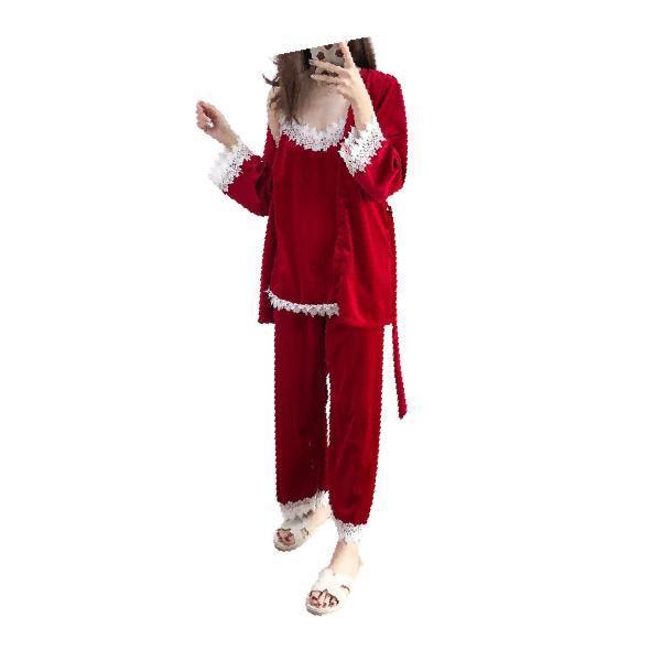 Best Nightwear in winter 3 Piece Velvet Pajama Set For Women
