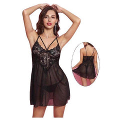 Black Net Nighty Dress Short Transparent Nighty Net Night Dress for Women