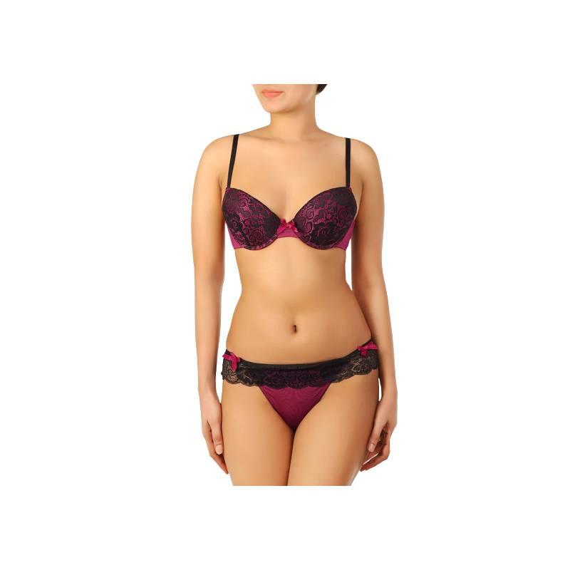 Bra and panty sets online price in Pakistan Lace & Microfiber Bra With Skirted Thong
