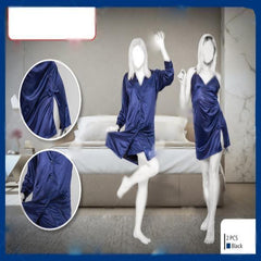 Branded N Fancy 2Pc Silk Short Gown set For Women