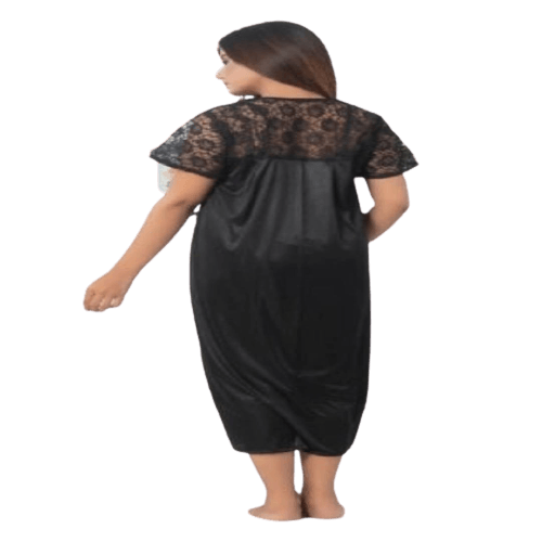 Bridal 6 Pc Stylish Gown Black Nighty Set