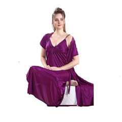 Bridal Long Silk Nighty Stylish Long Nightwear Gown For Women