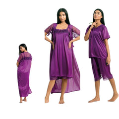Bridal Nighty 6Pc Silk Nightwear for Women Loungewear Sets and Sleepwear for Women