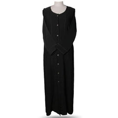 Button Line Front Open Plain Abaya