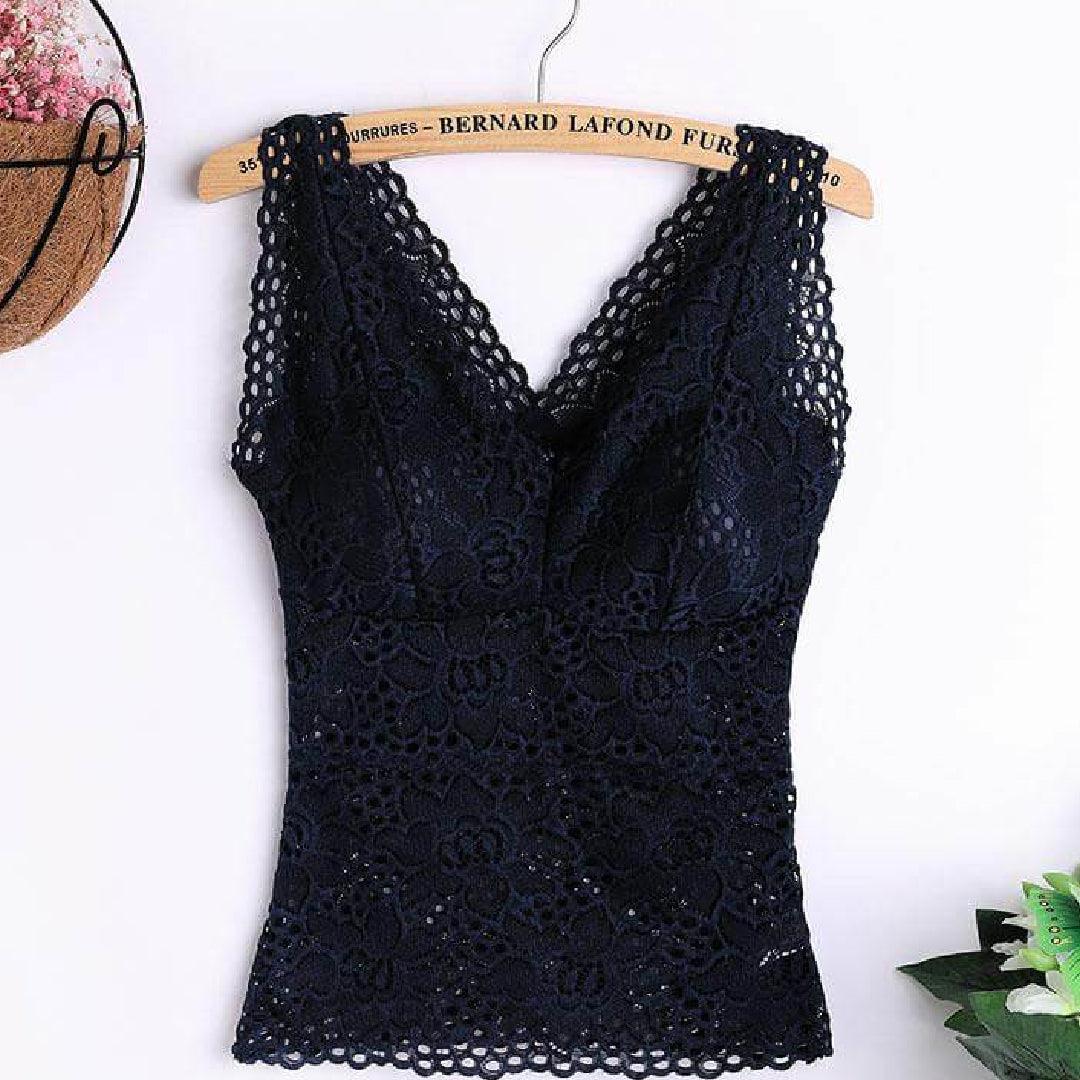 Camisole Bra Lace Tank Top Padded Camisole Push Up Bras Wide Straps Tube Crops Tops