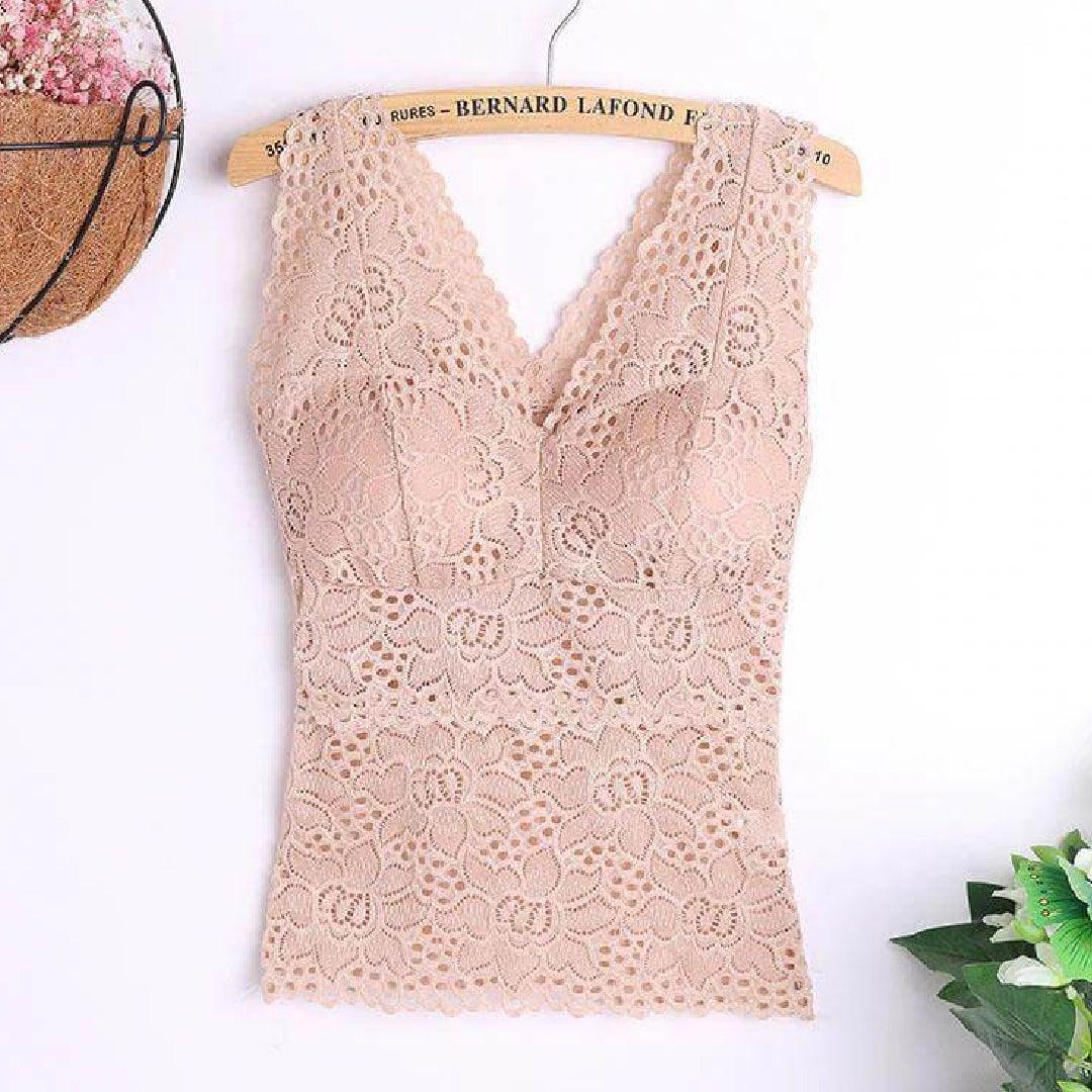 Camisole Bra Lace Tank Top Padded Camisole Push Up Bras Wide Straps Tube Crops Tops