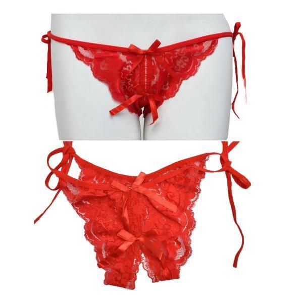 Center Slit Tie Up Thongs / Panty