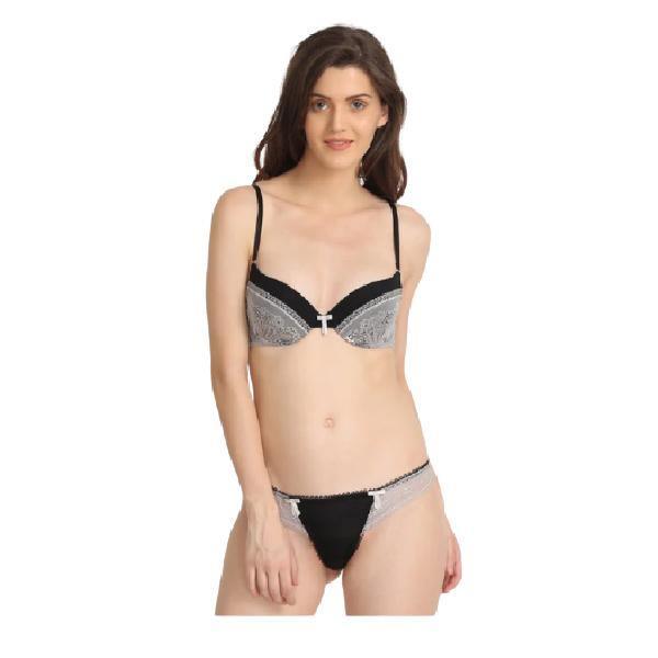 Corded Lace Demi Cup Bra With Hipster Brief