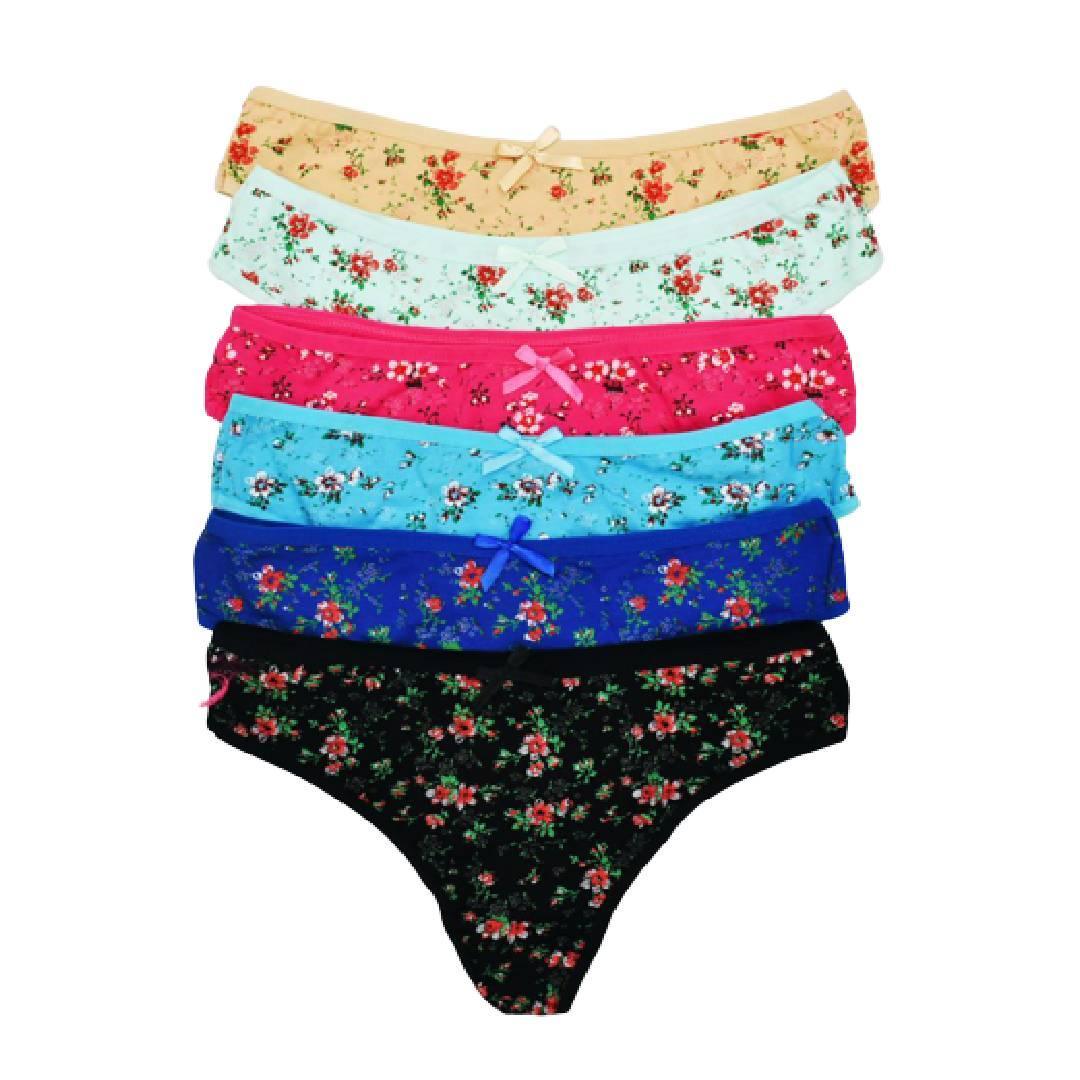 Cotton String Thong Sexy String Floral Print Stretchable Cotton Thong Panty For Women