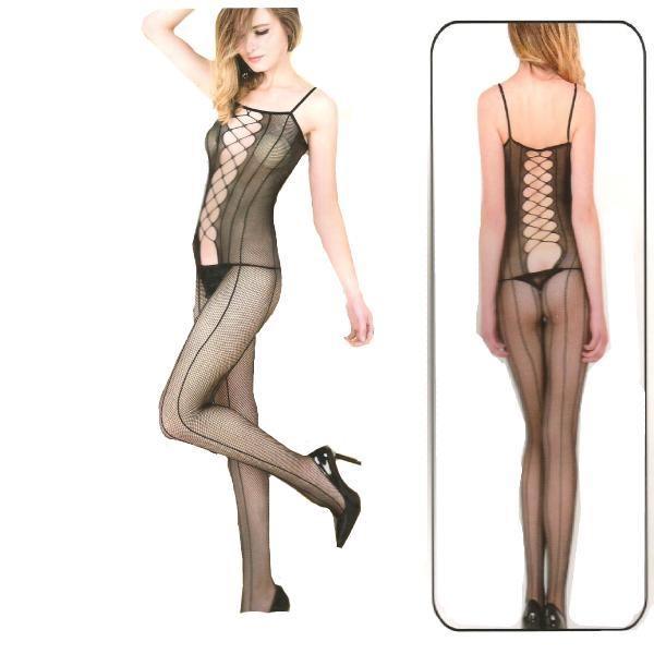Crisscross Front And Back See-through Body Stocking
