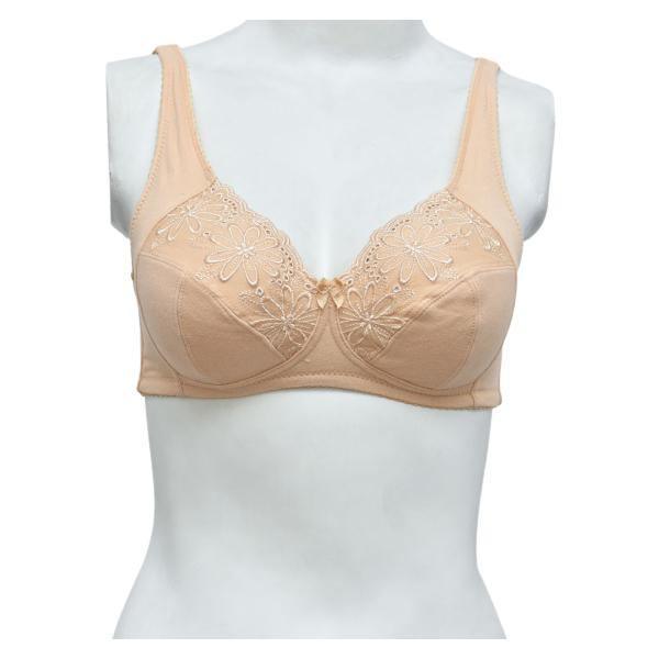Everyday Cotton Bra Non Padded Wire Free Daily Bra Partially Embroidered Everyday Bra