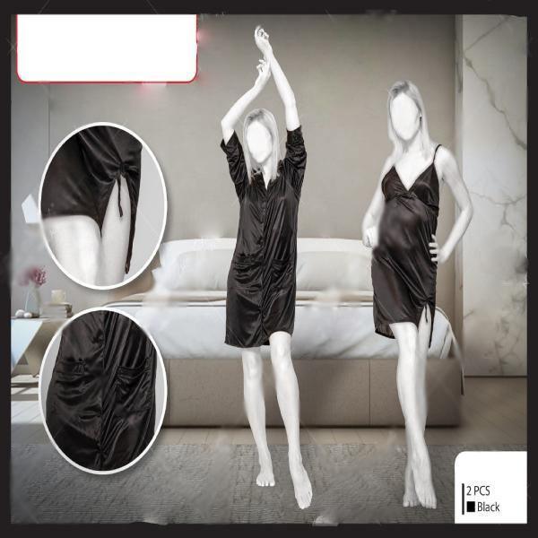 Fancy 2Pc Silk Short Gown set For Women